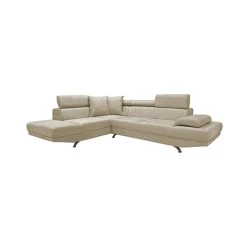 MES Canapé D'angle à Gauche 5 Places En Tissu Beige - FIORINA