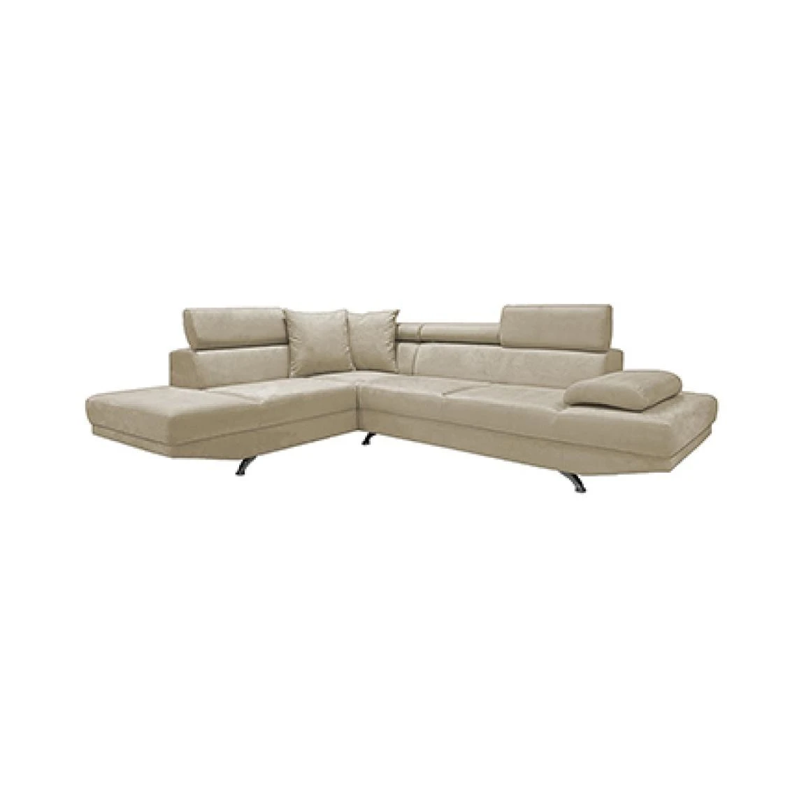 MES Canapé D'angle à Gauche 5 Places En Tissu Beige - FIORINA 3 MES Canapé D'angle à Gauche 5 Places En Tissu Beige - FIORINA