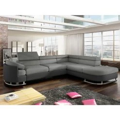 Vente-unique Canapé D'angle Convertible En Tissu Et Simili MYSEN - Gris Et Anthrac... -Vente-unique shop canape dangle convertible en tissu et simili mysen gris et anthracite angle droit 8237795 20990287 1140x1140