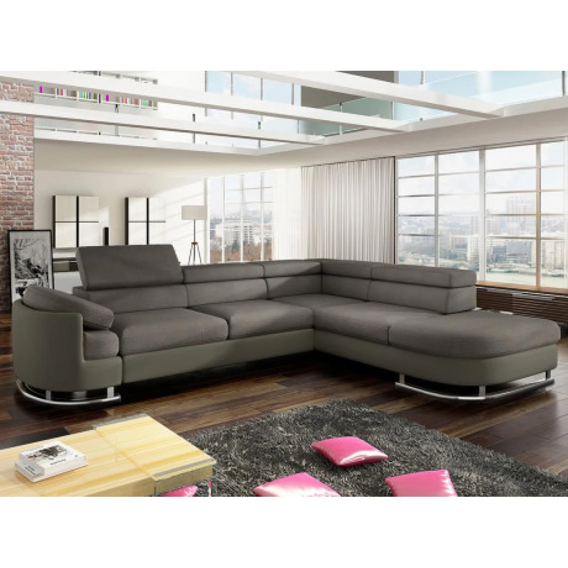 Vente-unique Canapé D'angle Convertible En Tissu Et Simili MYSEN - Taupe - Angle D... 3 Vente-unique Canapé D'angle Convertible En Tissu Et Simili MYSEN - Taupe - Angle D...