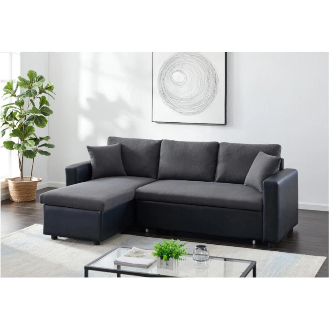 Vente-unique Canapé D'angle Convertible Et Réversible En Tissu Et Simili GAZUR - ... 4 Vente-unique Canapé D'angle Convertible Et Réversible En Tissu Et Simili GAZUR - ... – Image 2