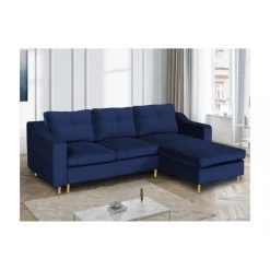 Vente-unique Canapé D'angle Convertible Et Réversible En Velours SORENI - Bleu Nu... -Vente-unique shop canape dangle convertible et reversible en velours soreni bleu nuit 10327776 26689582 1140x1140