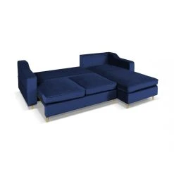 Vente-unique Canapé D'angle Convertible Et Réversible En Velours SORENI - Bleu Nu... -Vente-unique shop canape dangle convertible et reversible en velours soreni bleu nuit 10327776 26689588 1140x1140