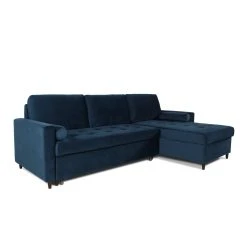 Marque Generique Canapé D'angle Convertible Réversible Claudio En Velours Bleu Foncé -Vente-unique shop canape dangle convertible reversible claudio en velours b 7990989 53450 1140x1140