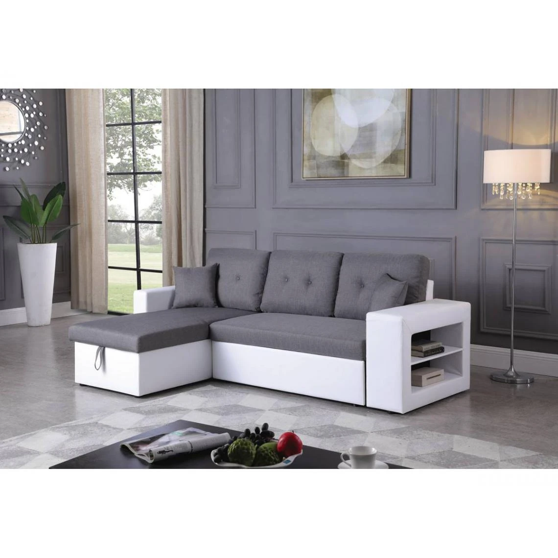 Habitat Et Jardin Canapé D'angle Convertible/réversible Axel - 3 Places - Blanc/Gris 4 Habitat Et Jardin Canapé D'angle Convertible/réversible Axel - 3 Places - Blanc/Gris – Image 2