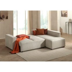 Lisa Design Canapé D'angle Droit Convertible 5 Places LIVY - Velours Côtelé Bei... -Vente-unique shop canape dangle droit convertible 5 places livy velours cotele beige 12546114 33555668 1140x1140