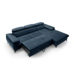 Vente-unique Canapé D'angle Droit Convertible En Velours Bleu Nuit SAMARA -Vente-unique shop canape dangle droit convertible en velours bleu nuit samara 14121908 39362502 1140x1140