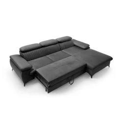 Vente-unique Canapé D'angle Droit Convertible En Velours Gris Anthracite SAMARA -Vente-unique shop canape dangle droit convertible en velours gris anthracite samara 14121904 39362482 1140x1140