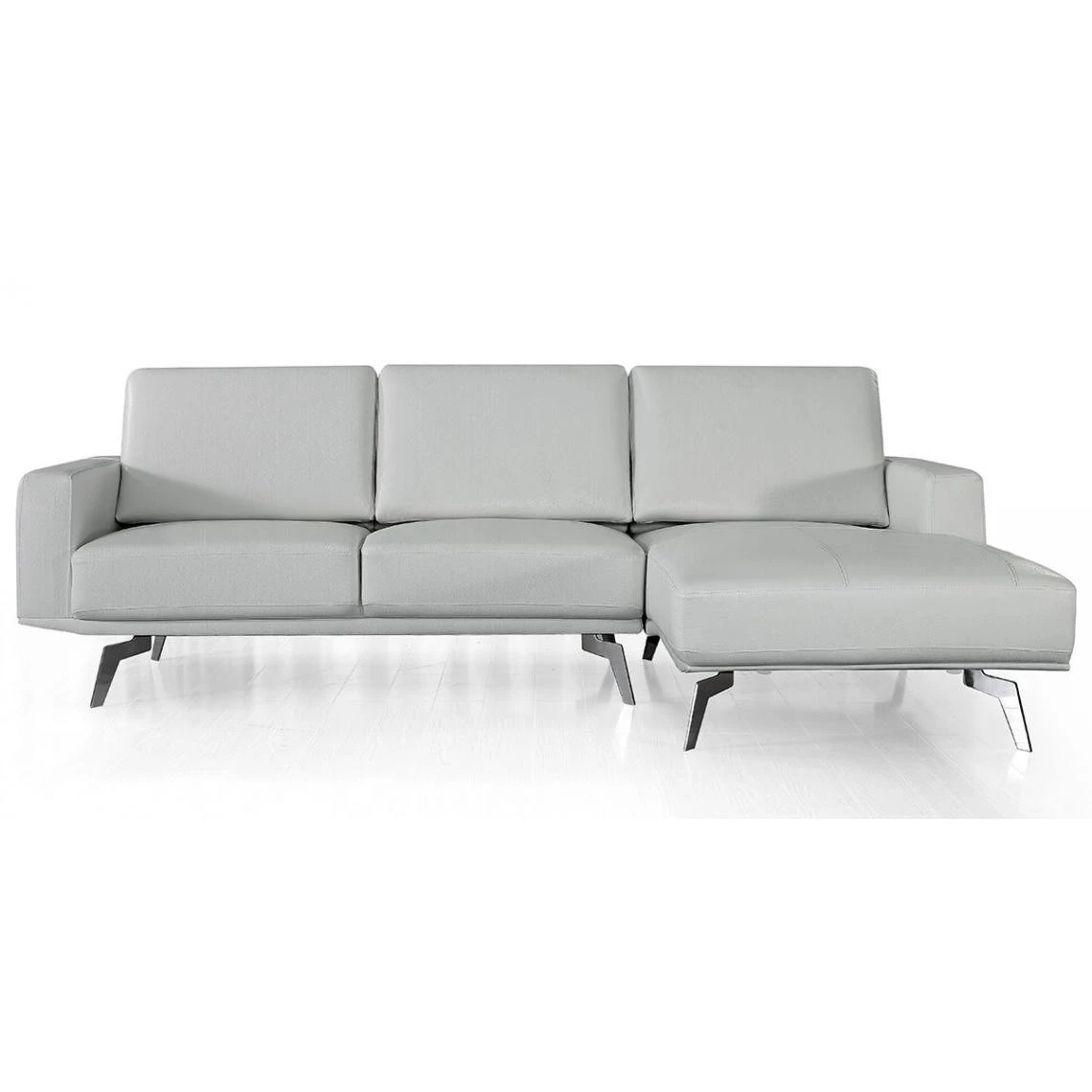 La Maison Du Canapé Canapé D'angle En Cuir ARYA - Droit - Gris Perle 3 La Maison Du Canapé Canapé D'angle En Cuir ARYA - Droit - Gris Perle