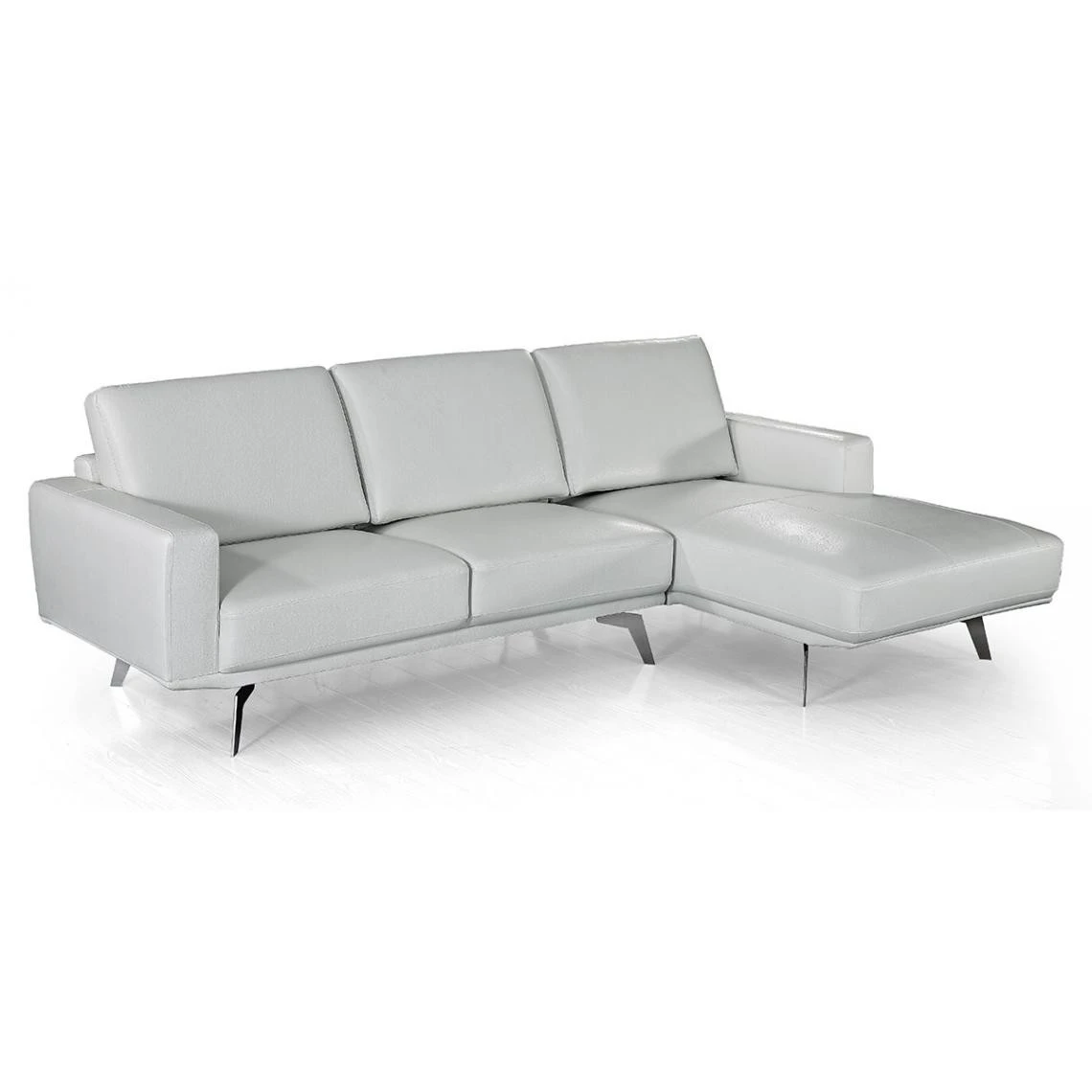 La Maison Du Canapé Canapé D'angle En Cuir ARYA - Droit - Gris Perle 6 La Maison Du Canapé Canapé D'angle En Cuir ARYA - Droit - Gris Perle – Image 4