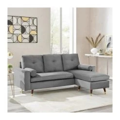 SANS MARQUE Canapé D'angle Fixe Réversible - Tissu Gris - L 194 X P 139 X H 83 -... -Vente-unique shop canape dangle fixe reversible tissu gris l 194 x p 139 x h 83 pieds bois et dore new york 13751720 37995654 1140x1140