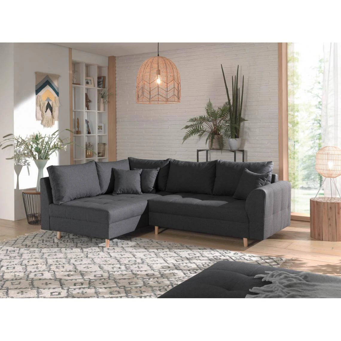 Lisa Design Canapé D'angle Gauche Convertible 4 Places RUNE - Tissu Gris Foncé 3 Lisa Design Canapé D'angle Gauche Convertible 4 Places RUNE - Tissu Gris Foncé