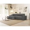 Vente-unique Canapé D'angle Gauche Convertible En Tissu Gris AXELLE