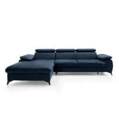 Vente-unique Canapé D'angle Gauche Convertible En Velours Bleu Nuit SAMARA -Vente-unique shop canape dangle gauche convertible en velours bleu nuit samara 14121910 39362510 1140x1140