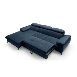 Vente-unique Canapé D'angle Gauche Convertible En Velours Bleu Nuit SAMARA -Vente-unique shop canape dangle gauche convertible en velours bleu nuit samara 14121910 39362512 1140x1140