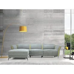 Vente-unique Canapé D'angle Gauche Relax électrique En Tissu Gris Et Jaune GERALD...