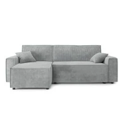Baita Canapé D'angle MIRAGE Convertible Et Réversible Velours Côtelé Gri...
