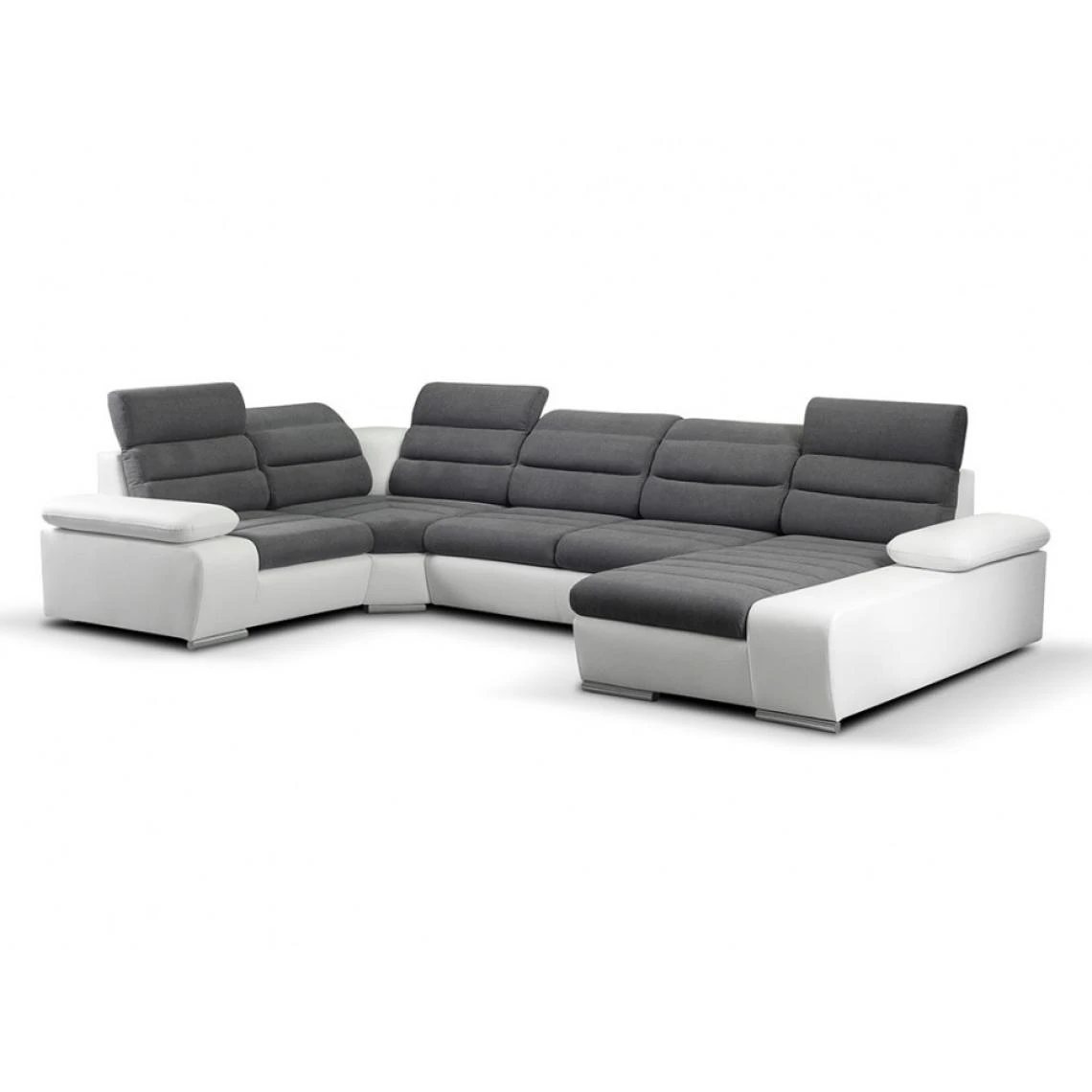 Vente-unique Canapé D'angle Panoramique Convertible En Tissu Et Simili BOILEAU - B... 4 Vente-unique Canapé D'angle Panoramique Convertible En Tissu Et Simili BOILEAU - B... – Image 2