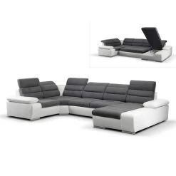 Vente-unique Canapé D'angle Panoramique Convertible En Tissu Et Simili BOILEAU - B... 9 Vente-unique Canapé D'angle Panoramique Convertible En Tissu Et Simili BOILEAU - B... -Vente-unique shop canape dangle panoramique convertible en tissu et simili boileau bicolore grisblanc angle droit 8239375 20997683 1140x1140