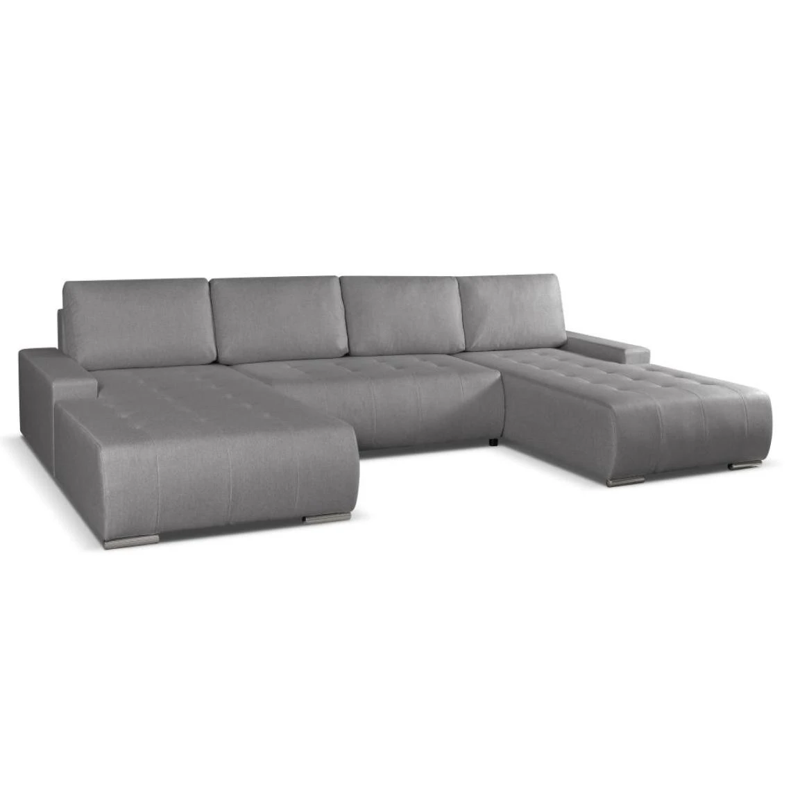 Vente-unique Canapé D'angle Panoramique Convertible En Tissu Gris LEANZA 4 Vente-unique Canapé D'angle Panoramique Convertible En Tissu Gris LEANZA – Image 2