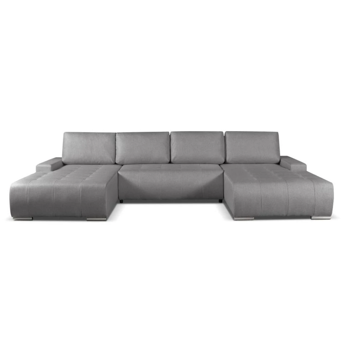 Vente-unique Canapé D'angle Panoramique Convertible En Tissu Gris LEANZA 5 Vente-unique Canapé D'angle Panoramique Convertible En Tissu Gris LEANZA – Image 3