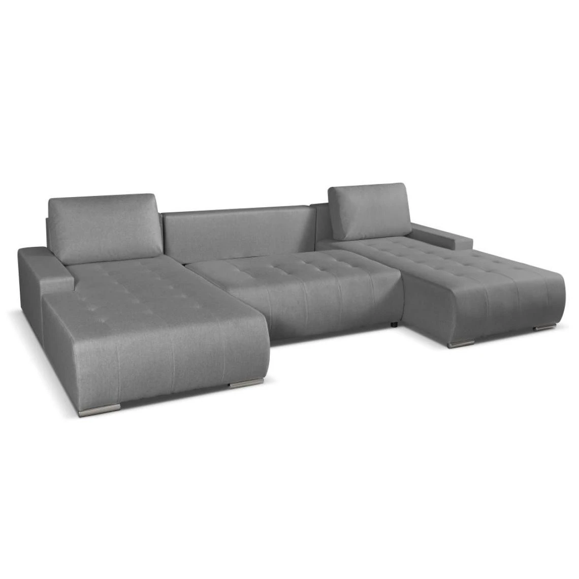 Vente-unique Canapé D'angle Panoramique Convertible En Tissu Gris LEANZA 7 Vente-unique Canapé D'angle Panoramique Convertible En Tissu Gris LEANZA – Image 5
