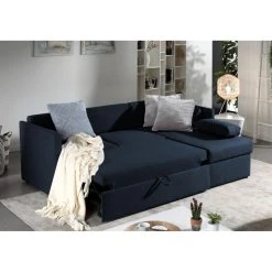 Bestmobilier Canapé D'angle Réversible Convertible 4 Places AARON - Tissu Bleu P?... -Vente-unique shop canape dangle reversible convertible 4 places aaron tissu bleu petrole 10327772 26689566 1140x1140