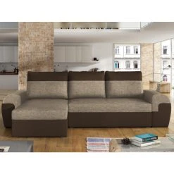 Vente-unique Canapé D'angle Réversible Et Convertible En Tissu GABY - Bicolore Ma... -Vente-unique shop canape dangle reversible et convertible en tissu gaby bicolore marron beige 8238019 20991347 1140x1140