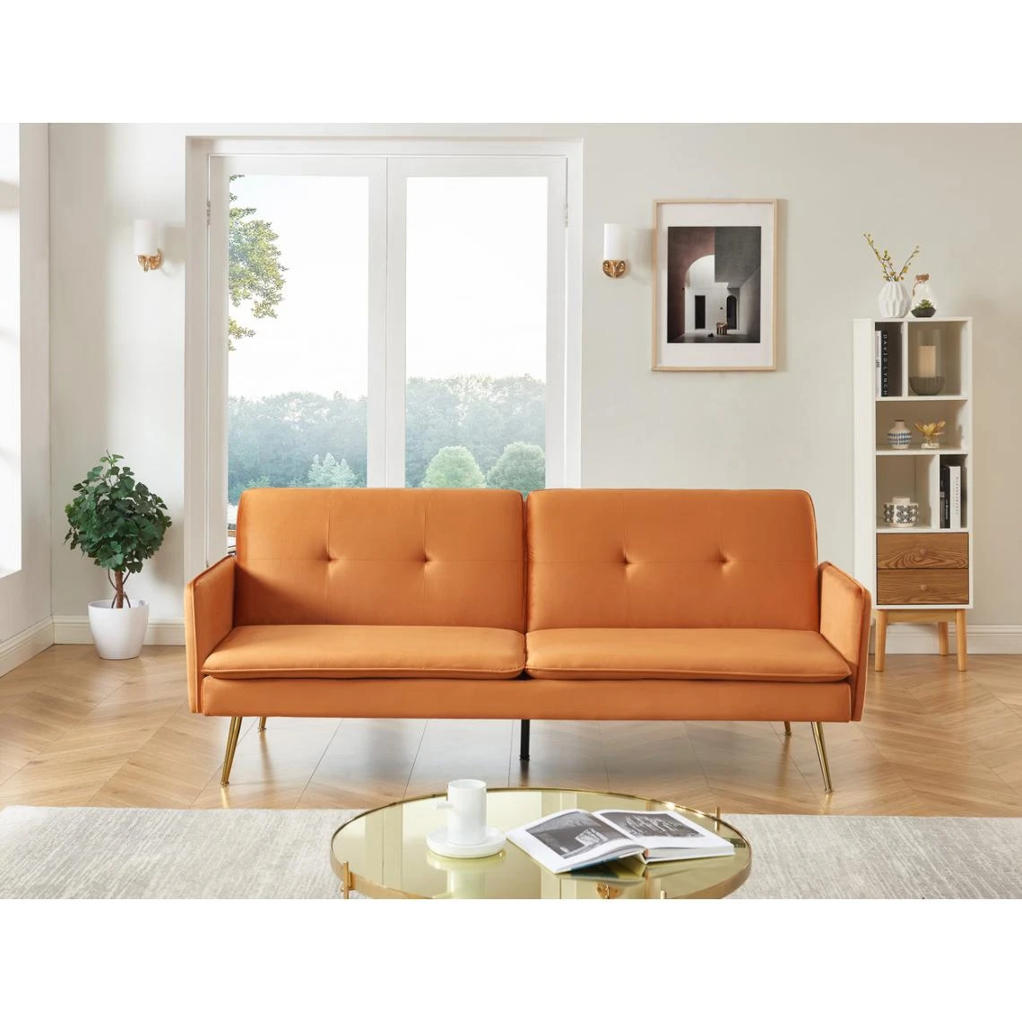 Baita Canapé Droit ADAM Convertible Velours Rouille 3 Places 4 Baita Canapé Droit ADAM Convertible Velours Rouille 3 Places – Image 2