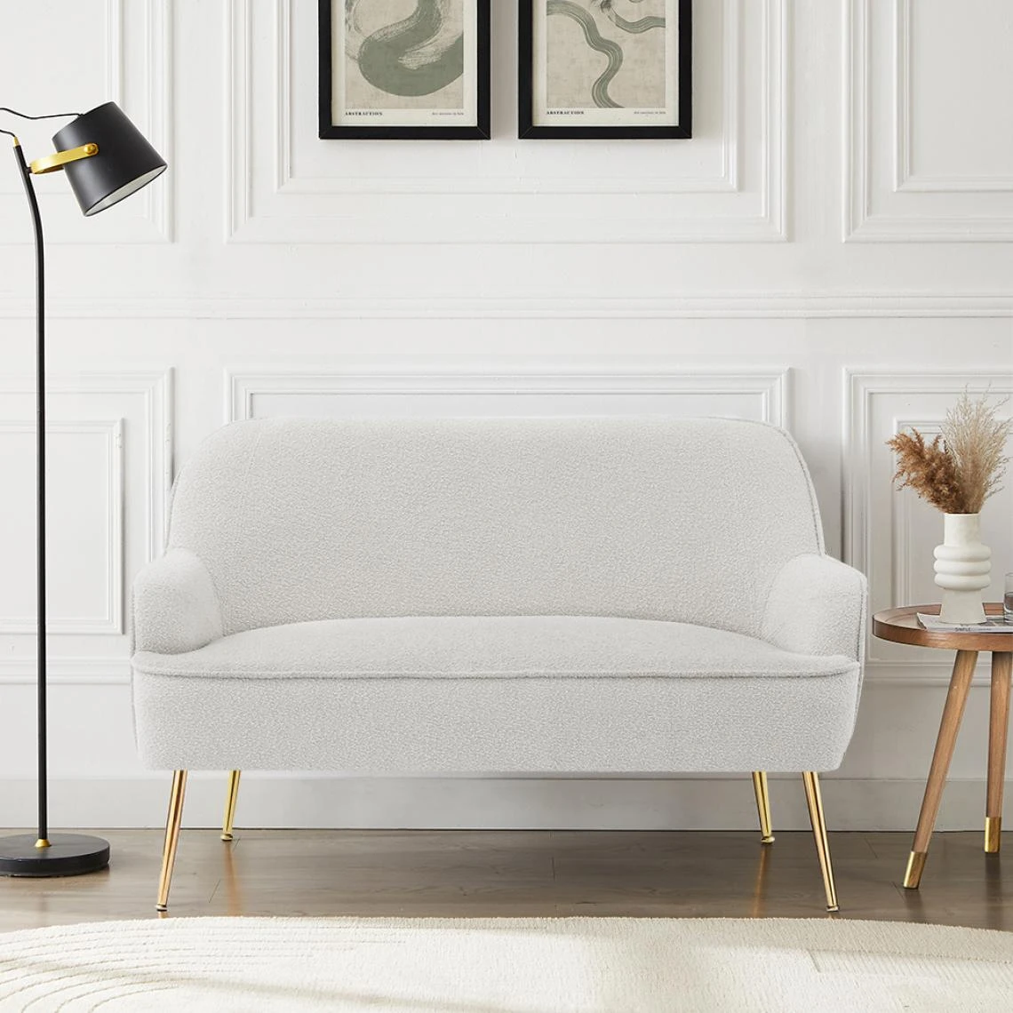 Baita Canapé Droit MARCELINO Fixe Tissu Bouclette Blanc 4 Baita Canapé Droit MARCELINO Fixe Tissu Bouclette Blanc – Image 2