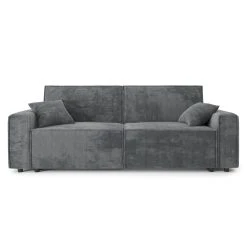 Baita Canapé Droit MIRA Convertible Velours Côtelé Gris Souris 3pl