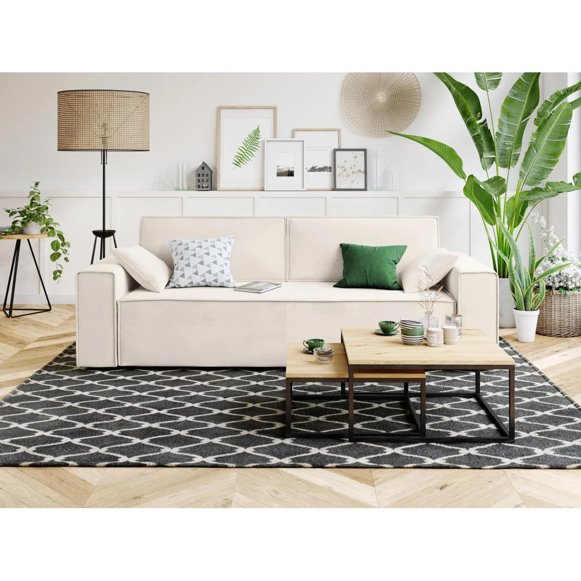 Baita Canapé Droit MIRAGE Convertible Velours Beige 4 Baita Canapé Droit MIRAGE Convertible Velours Beige – Image 2