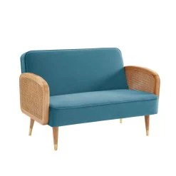 Baita Canapé Droit SILA Fixe 2 Places Cannage Et Velours Bleu 9 Baita Canapé Droit SILA Fixe 2 Places Cannage Et Velours Bleu -Vente-unique shop canape droit sila fixe 2 places cannage et velours bleu 13892528 38520622 1140x1140