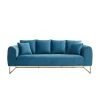 Baita Canapé Droit VICTORIA Fixe Velours Bleu 3 Places