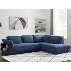 Vente-unique Canapé D'angle Droit En Tissu Avec Têtière Et Rangement Bleu PERCEV... -Vente-unique shop canape fixe perceval 13460370 36835162 1140x1140