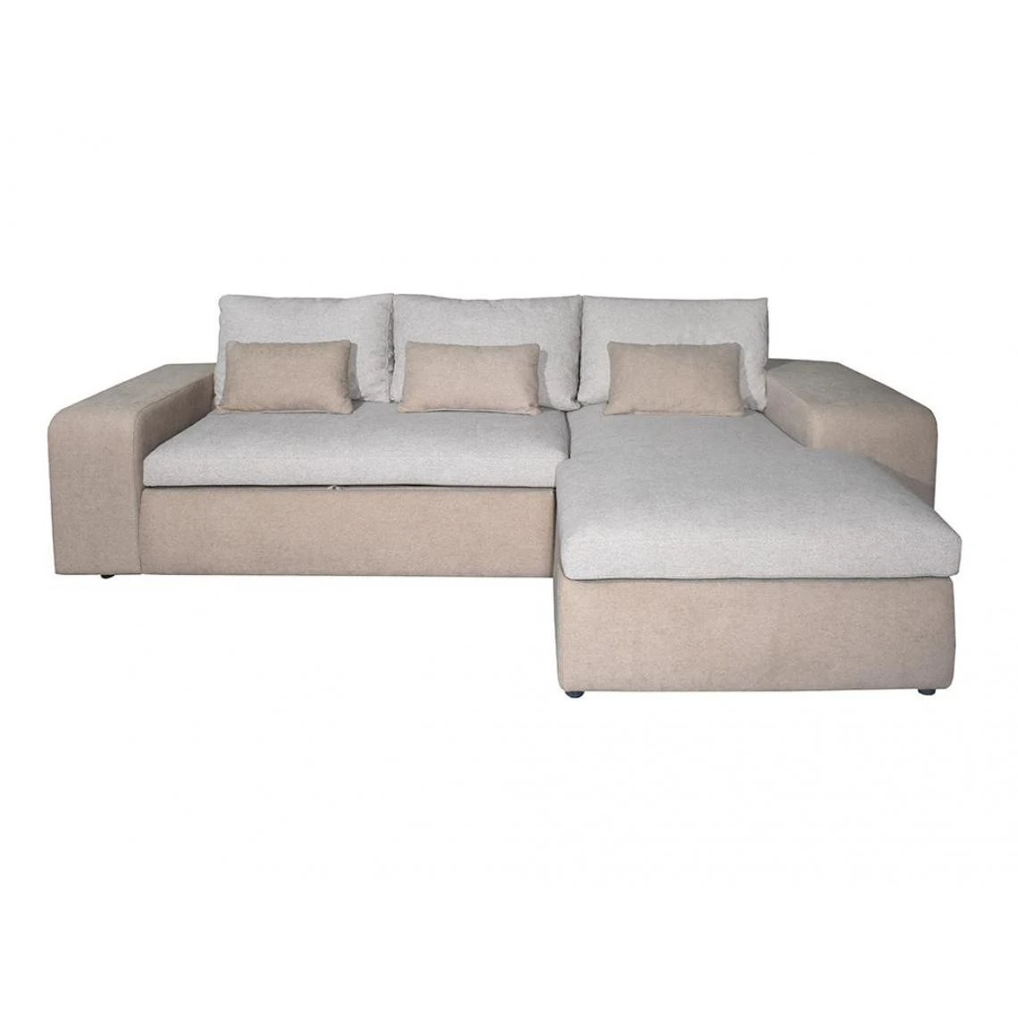 Vente-unique Canapé D'angle Droit Convertible En Tissu Beige ISIDORE 5 Vente-unique Canapé D'angle Droit Convertible En Tissu Beige ISIDORE – Image 3