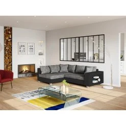 Vente-unique Canapé D'angle Convertible Tissu Et Simili KUOPIO - Gris Et Noir - An... -Vente-unique shop canape kuopio 10504578 27219318 1140x1140