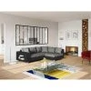 Vente-unique Canapé D'angle Convertible Tissu Et Simili KUOPIO - Gris Et Noir - An...