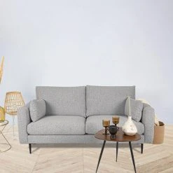 Maison Aubertin Canapé Laine Bouclée Droit Caruso Gris 3 Places