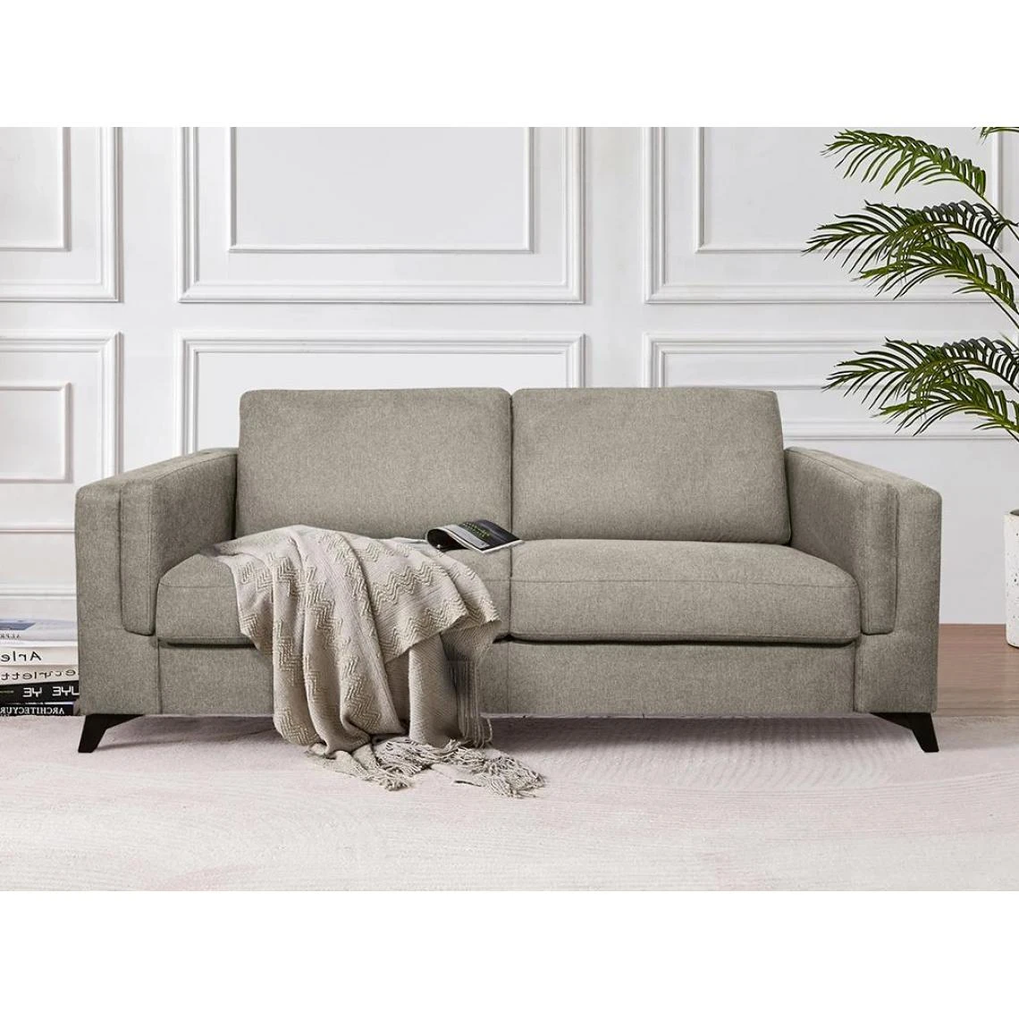 DUNLOPILLO Canapé 4 Places Convertible Express En Tissu Gris - Couchage 160 Cm -... 4 DUNLOPILLO Canapé 4 Places Convertible Express En Tissu Gris - Couchage 160 Cm -... – Image 2