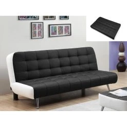 Vente-unique Canapé Convertible Clic-clac + Pouf En Simili MURNI - Noir