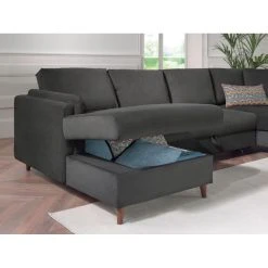 Lisa Design Canapé Panoramique 7 Places BROOKE - Angle Droit - Velours Gris Fonc?... -Vente-unique shop canape panoramique 7 places brooke angle droit velours gris fonce 11704844 30845754 1140x1140