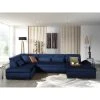Lisa Design Canapé Panoramique 7 Places VERMONT - Angle Gauche - Velours Bleu Nui...