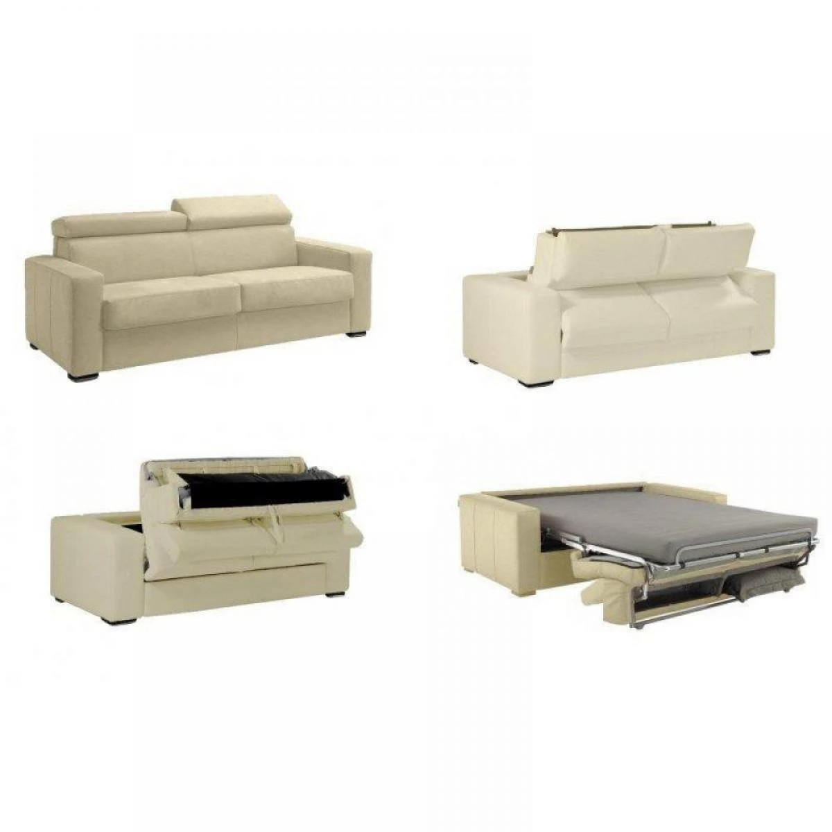 Inside 75 Canapé RAPIDO SIDNEY DELUXE 160 Cm Cuir Vachette Beige Matelas 16 Cm 6 Inside 75 Canapé RAPIDO SIDNEY DELUXE 160 Cm Cuir Vachette Beige Matelas 16 Cm – Image 4