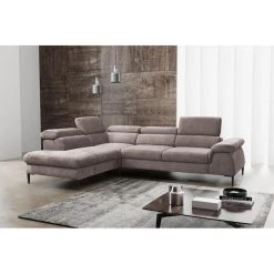 PASCAL MORABITO Grand Canapé D'angle Convertible En Velours Taupe SEPINA De PASCAL MO...