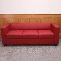 Mendler Canapé / Sofa M65, 3 Places, 191x75x70cm, Simili-cuir, Rouge