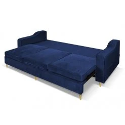 Vente-unique Canapé 3 Places Convertible En Velours SORENI - Bleu Nuit -Vente-unique shop canape soreni 10588396 27521478 1140x1140