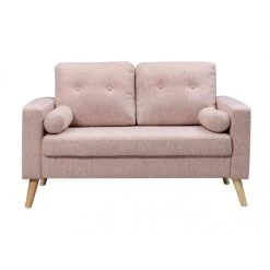 Vente-unique Canapé 2 Places En Tissu Effet Lainage à Bouclettes TATUM - Rose -Vente-unique shop canape tatum 10484990 27133420 1140x1140