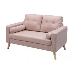 Vente-unique Canapé 2 Places En Tissu Effet Lainage à Bouclettes TATUM - Rose -Vente-unique shop canape tatum 10484990 27133422 1140x1140
