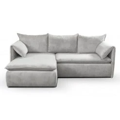 PASCAL MORABITO Canapé D'angle Convertible En Velours Côtelé Gris Clair TEODORA De ... -Vente-unique shop canape teodora 11959870 31710542 1140x1140